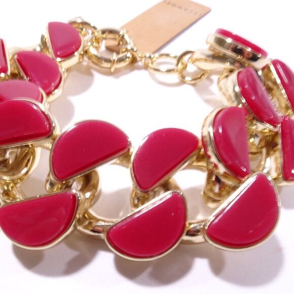 Lee Angel Curb Enamel and Brass Bracelet 7 1/2"L  RED NWT 220 - Picture 13 of 15